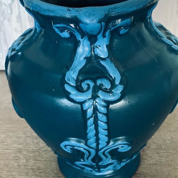 Teal Blue Rustic Pottery Vase - Picture 3 of 5